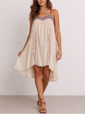 Flying Tomato Sheer Lace High-Low Midi Dress | Boho Flowy | Size Small
